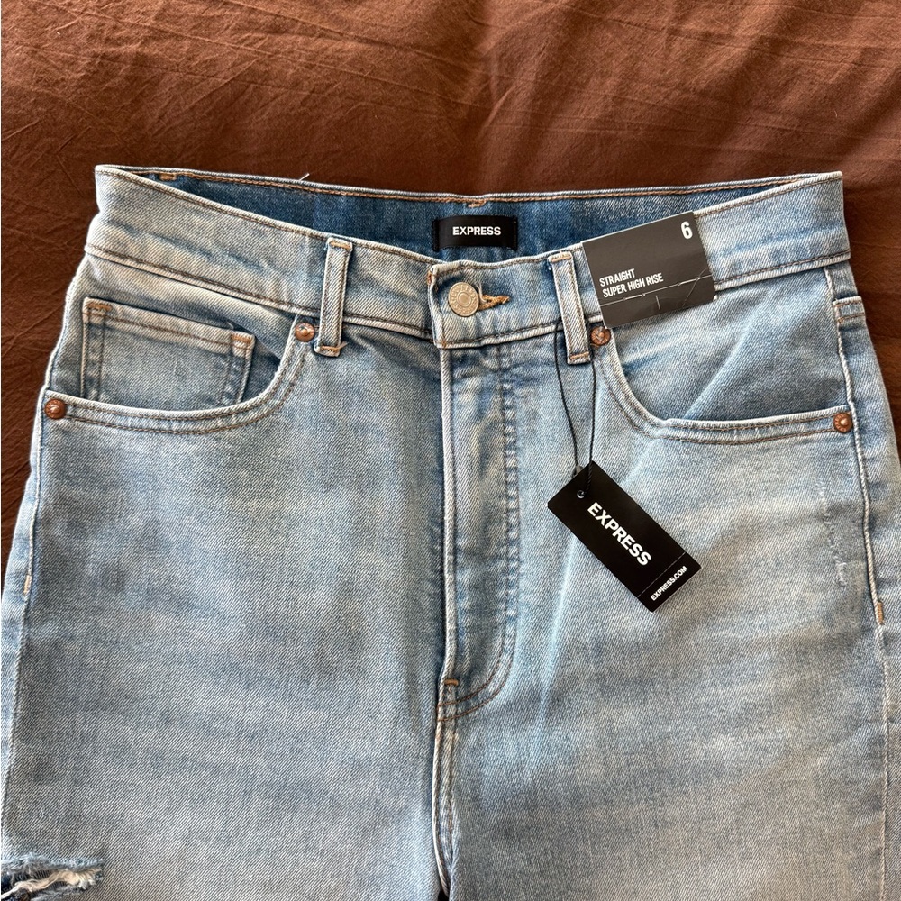 Express Light Blue Straight Leg Jeans